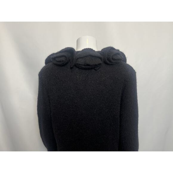 Soft Surroundings Alpaca Wool Blend Ruffle Neck Cardigan Black Sz S Boho Artsy - Picture 6 of 9